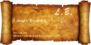Langh Bianka névjegykártya
